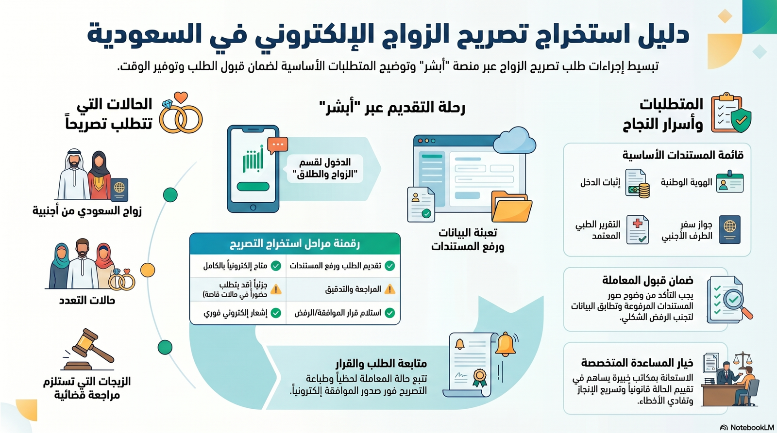 واجهة منصة أبشر للزواج لتقديم طلب استخراج تصريح زواج إلكتروني في السعودية.