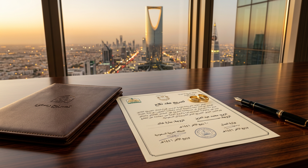 واجهة مكتب تصاريح زواج بالرياض لإنهاء إجراءات عقود النكاح.
