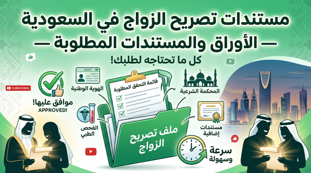 قائمة الأوراق المطلوبة لاستخراج تصريح الزواج في السعودية وكيفية تصديقها.